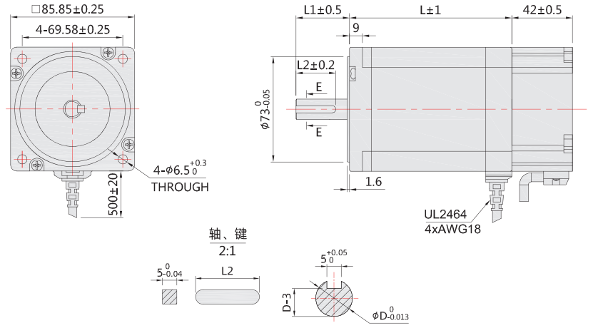 86mm剎車步進外形尺寸圖 86mm剎車步進外形尺寸圖