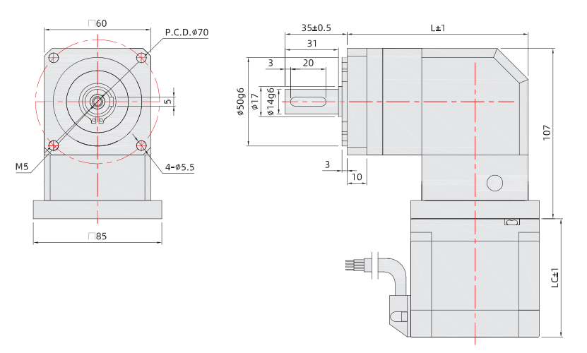 86mm行星減速機尺寸圖 86mm行星減速機尺寸圖